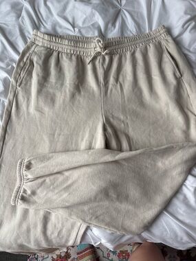 Beige Drawstring Sweatpants